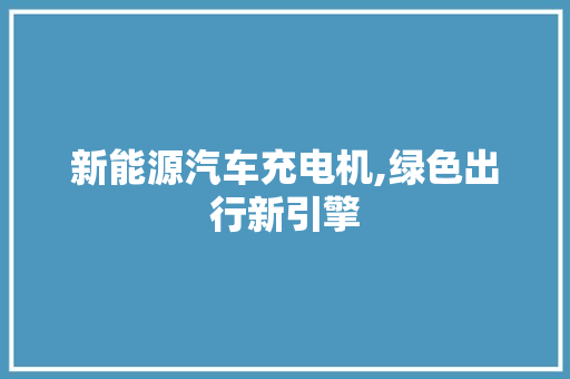 新能源汽车充电机,绿色出行新引擎