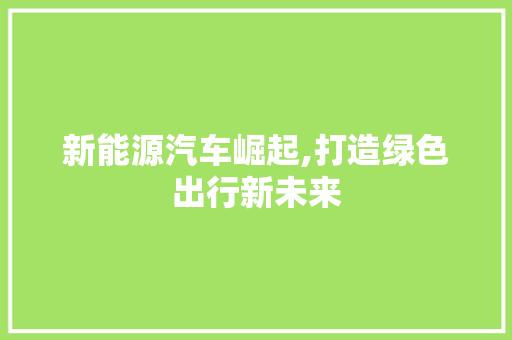 新能源汽车崛起,打造绿色出行新未来  第1张