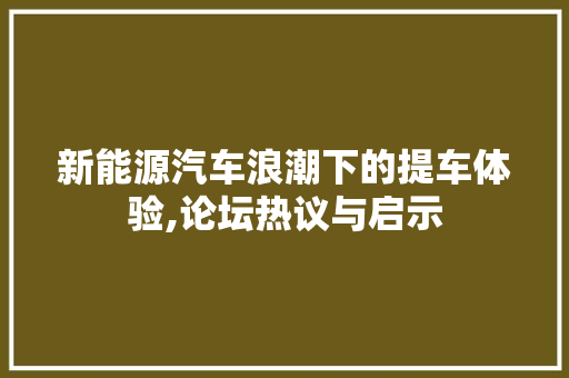 新能源汽车浪潮下的提车体验,论坛热议与启示  第1张