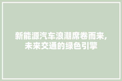 新能源汽车浪潮席卷而来,未来交通的绿色引擎  第1张