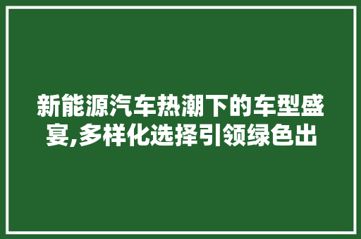 新能源汽车热潮下的车型盛宴,多样化选择引领绿色出行新时代