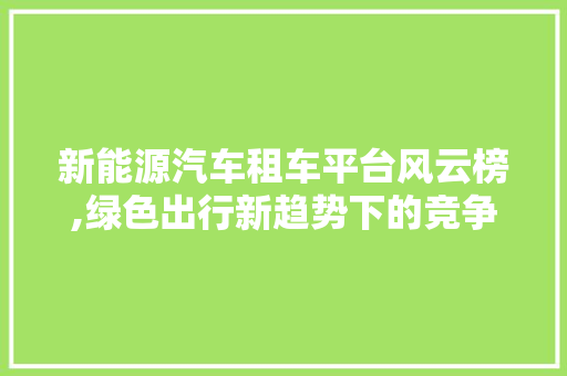 新能源汽车租车平台风云榜,绿色出行新趋势下的竞争格局分析