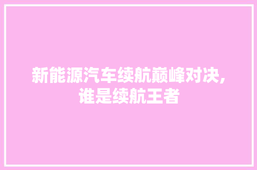 新能源汽车续航巅峰对决,谁是续航王者  第1张