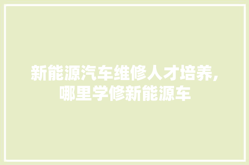 新能源汽车维修人才培养,哪里学修新能源车