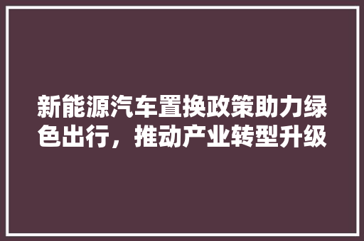 新能源汽车置换政策助力绿色出行，推动产业转型升级  第1张