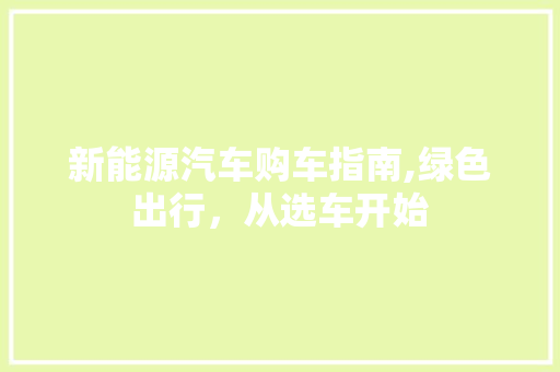 新能源汽车购车指南,绿色出行，从选车开始  第1张