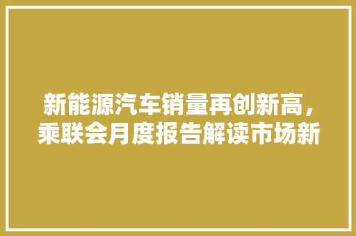 新能源汽车销量再创新高，乘联会月度报告解读市场新趋势  第1张