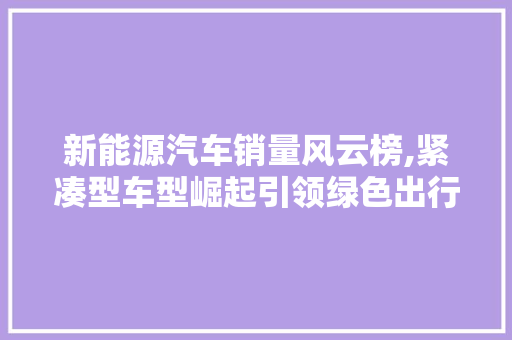 新能源汽车销量风云榜,紧凑型车型崛起引领绿色出行新潮流