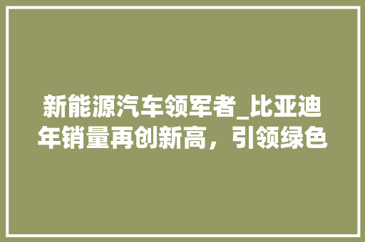 新能源汽车领军者_比亚迪年销量再创新高，引领绿色出行潮流  第1张