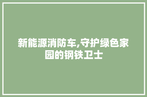 新能源消防车,守护绿色家园的钢铁卫士