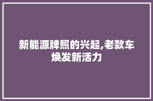 新能源牌照的兴起,老款车焕发新活力  第1张