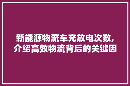 新能源物流车充放电次数,介绍高效物流背后的关键因素  第1张