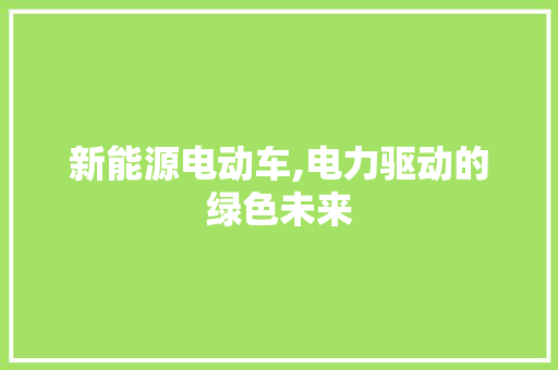 新能源电动车,电力驱动的绿色未来  第1张