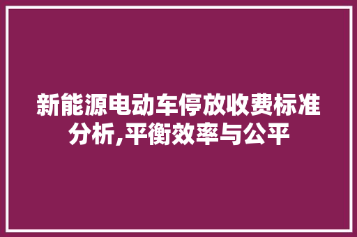 新能源电动车停放收费标准分析,平衡效率与公平  第1张