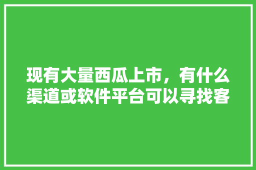 现有大量西瓜上市，有什么渠道或软件平台可以寻找客商，谢谢，朔州紫荆山旅游景点开发。