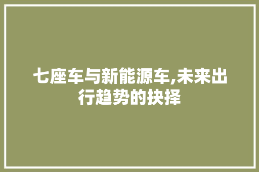 七座车与新能源车,未来出行趋势的抉择