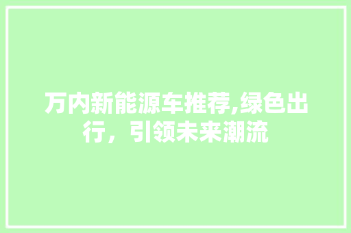 万内新能源车推荐,绿色出行，引领未来潮流