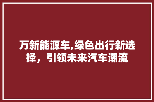 万新能源车,绿色出行新选择，引领未来汽车潮流