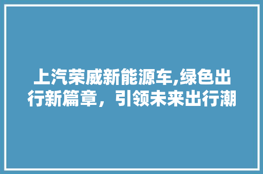 上汽荣威新能源车,绿色出行新篇章，引领未来出行潮流  第1张