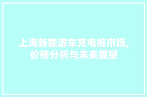 上海新能源车充电桩市场,价格分析与未来展望  第1张