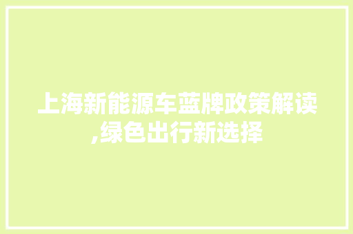 上海新能源车蓝牌政策解读,绿色出行新选择  第1张