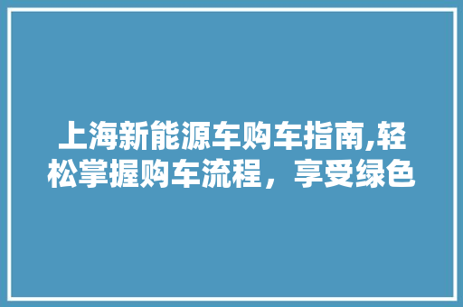 上海新能源车购车指南,轻松掌握购车流程，享受绿色出行  第1张