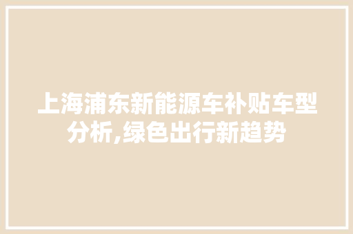 上海浦东新能源车补贴车型分析,绿色出行新趋势  第1张