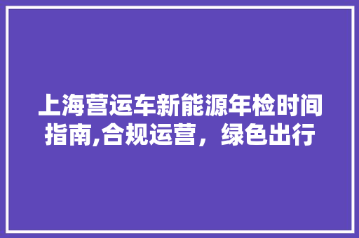 上海营运车新能源年检时间指南,合规运营，绿色出行  第1张