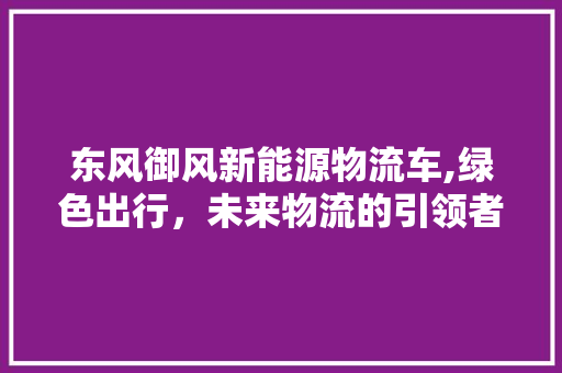 东风御风新能源物流车,绿色出行，未来物流的引领者  第1张