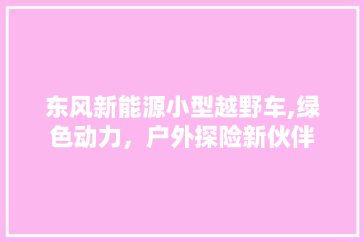 东风新能源小型越野车,绿色动力，户外探险新伙伴