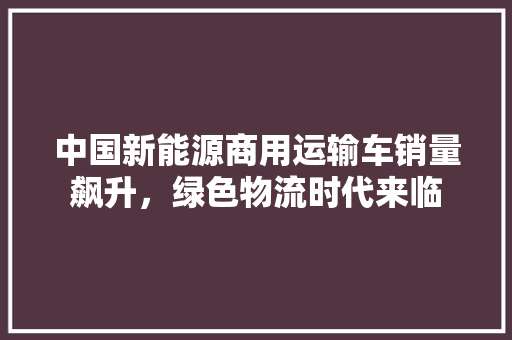 中国新能源商用运输车销量飙升，绿色物流时代来临  第1张