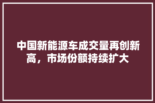 中国新能源车成交量再创新高，市场份额持续扩大  第1张