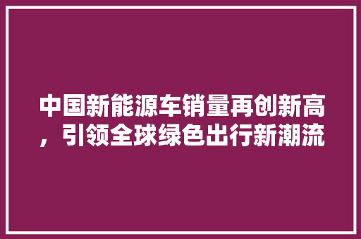 中国新能源车销量再创新高，引领全球绿色出行新潮流  第1张