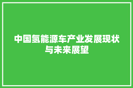 中国氢能源车产业发展现状与未来展望  第1张