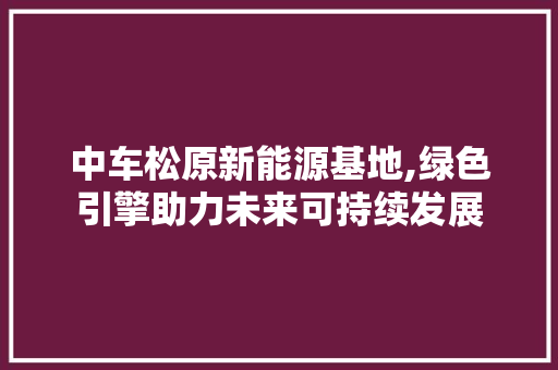 中车松原新能源基地,绿色引擎助力未来可持续发展