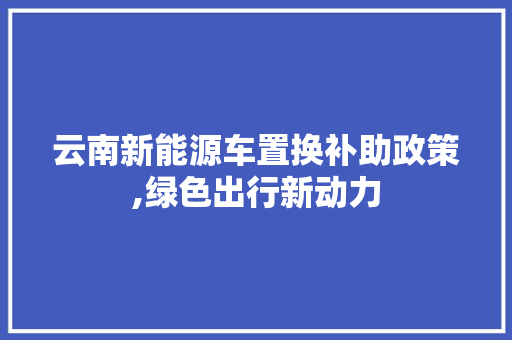 云南新能源车置换补助政策,绿色出行新动力