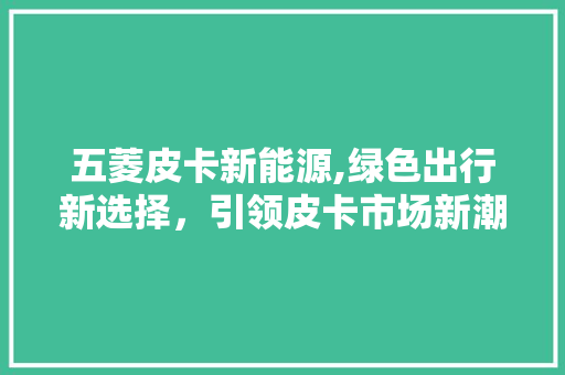 五菱皮卡新能源,绿色出行新选择，引领皮卡市场新潮流  第1张