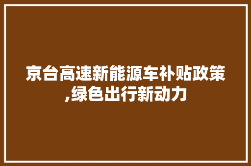 京台高速新能源车补贴政策,绿色出行新动力  第1张