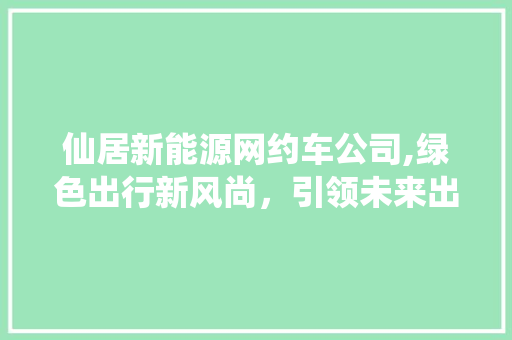 仙居新能源网约车公司,绿色出行新风尚，引领未来出行潮流  第1张