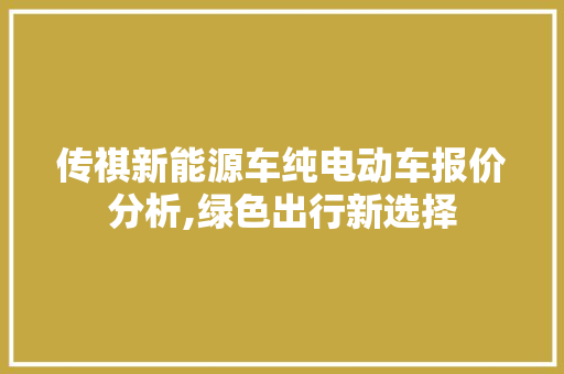 传祺新能源车纯电动车报价分析,绿色出行新选择  第1张