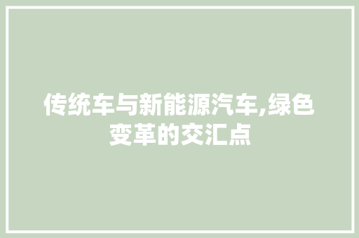 传统车与新能源汽车,绿色变革的交汇点  第1张