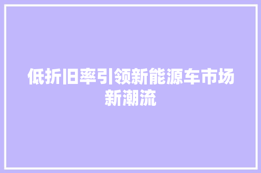 低折旧率引领新能源车市场新潮流