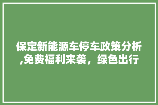 保定新能源车停车政策分析,免费福利来袭，绿色出行更便捷