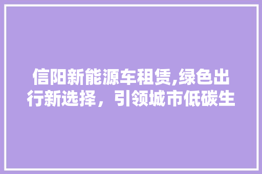 信阳新能源车租赁,绿色出行新选择，引领城市低碳生活新风尚  第1张