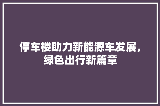 停车楼助力新能源车发展，绿色出行新篇章