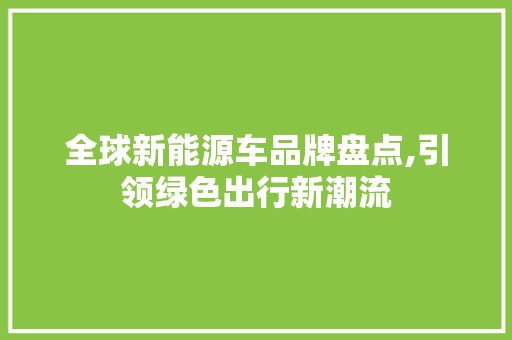 全球新能源车品牌盘点,引领绿色出行新潮流  第1张