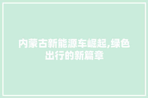 内蒙古新能源车崛起,绿色出行的新篇章  第1张