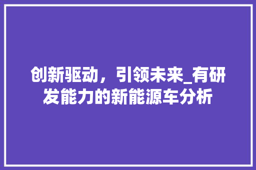 创新驱动，引领未来_有研发能力的新能源车分析