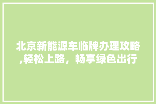 北京新能源车临牌办理攻略,轻松上路，畅享绿色出行