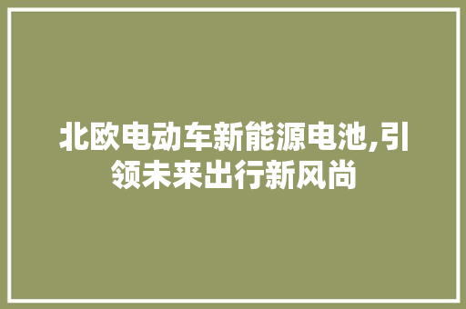 北欧电动车新能源电池,引领未来出行新风尚